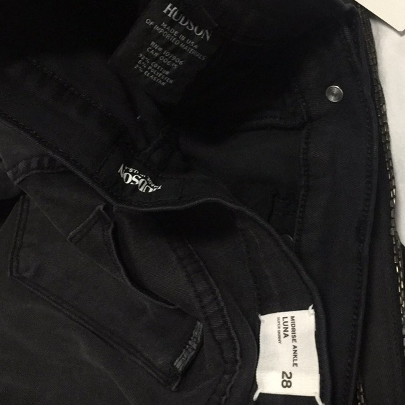 NWT HUDSON DAMAGE jeans mid rise ankle Luna super skinny denim pant rare unique - Picture 4 of 14